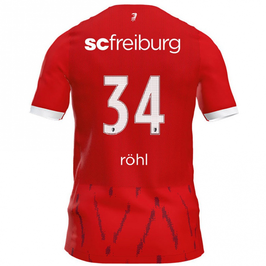 Kids Football Merlin Röhl #34 Red Home Jersey 2024/25 T-Shirt