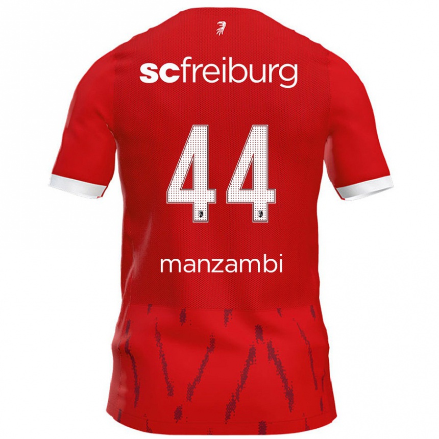 Kids Football Johan Manzambi #44 Red Home Jersey 2024/25 T-Shirt