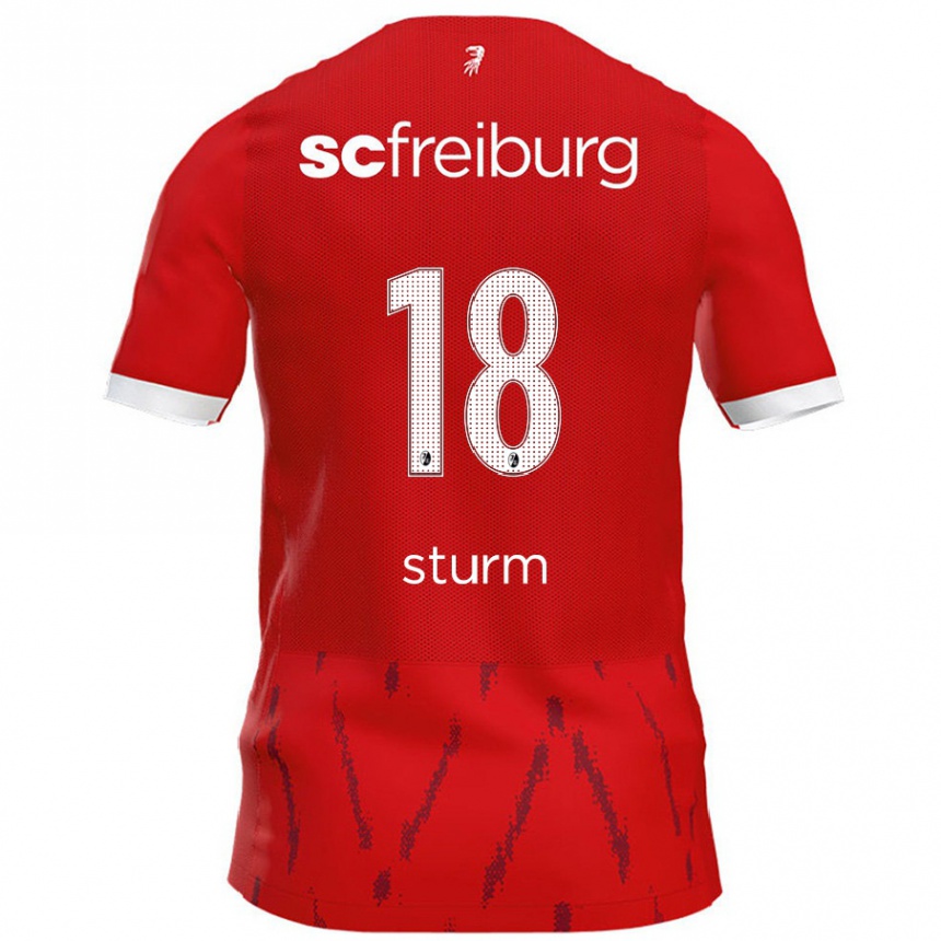 Kids Football Yann Sturm #18 Red Home Jersey 2024/25 T-Shirt