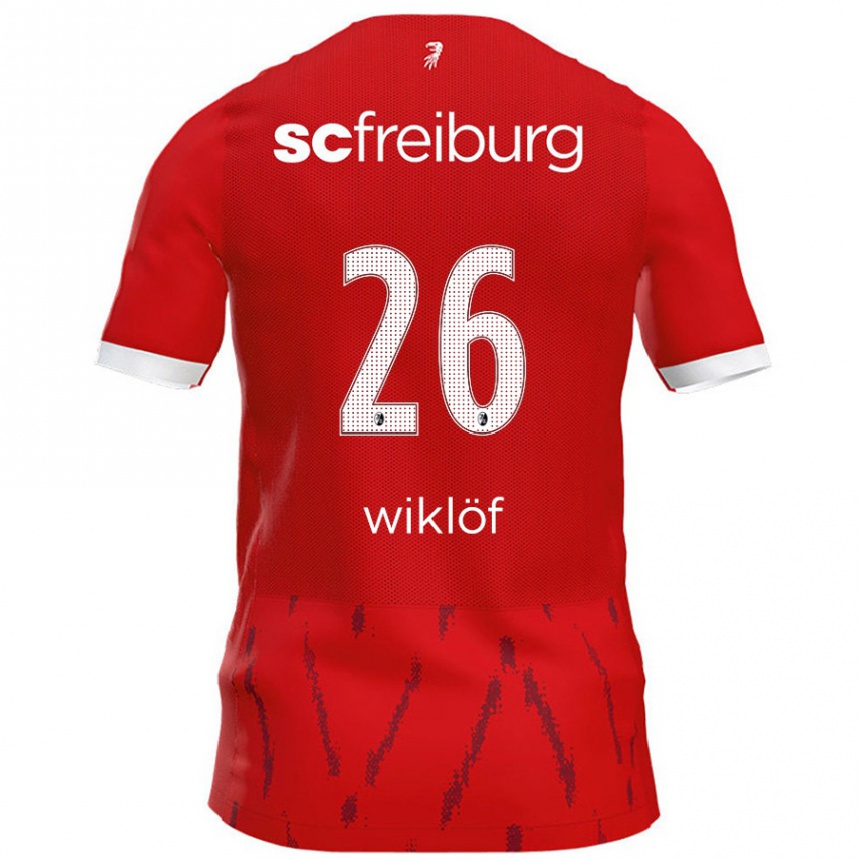 Kids Football Oscar Wiklöf #26 Red Home Jersey 2024/25 T-Shirt