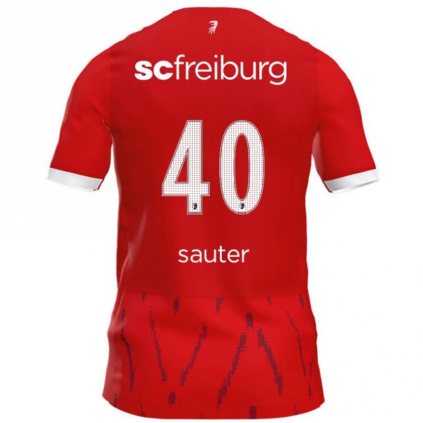 Kids Football Niklas Sauter #40 Red Home Jersey 2024/25 T-Shirt