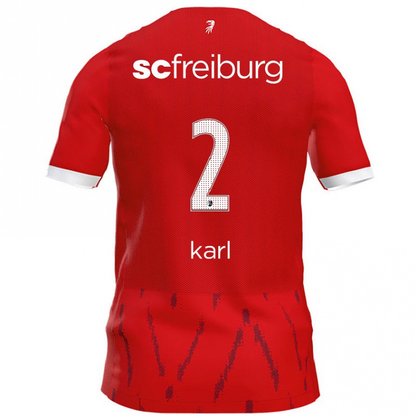 Kids Football Lisa Karl #2 Red Home Jersey 2024/25 T-Shirt