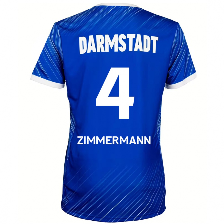 Kids Football Christoph Zimmermann #4 Blue White Home Jersey 2024/25 T-Shirt