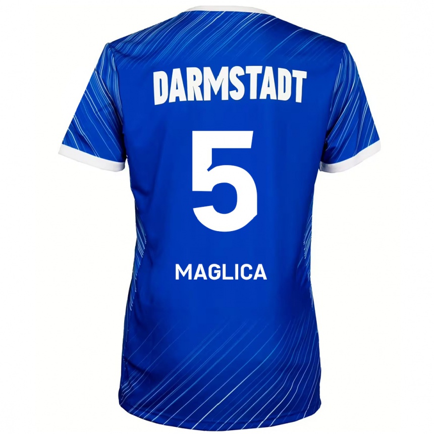 Kids Football Matej Maglica #5 Blue White Home Jersey 2024/25 T-Shirt