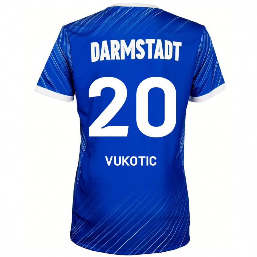 Kids Football Aleksandar Vukotic #20 Blue White Home Jersey 2024/25 T-Shirt