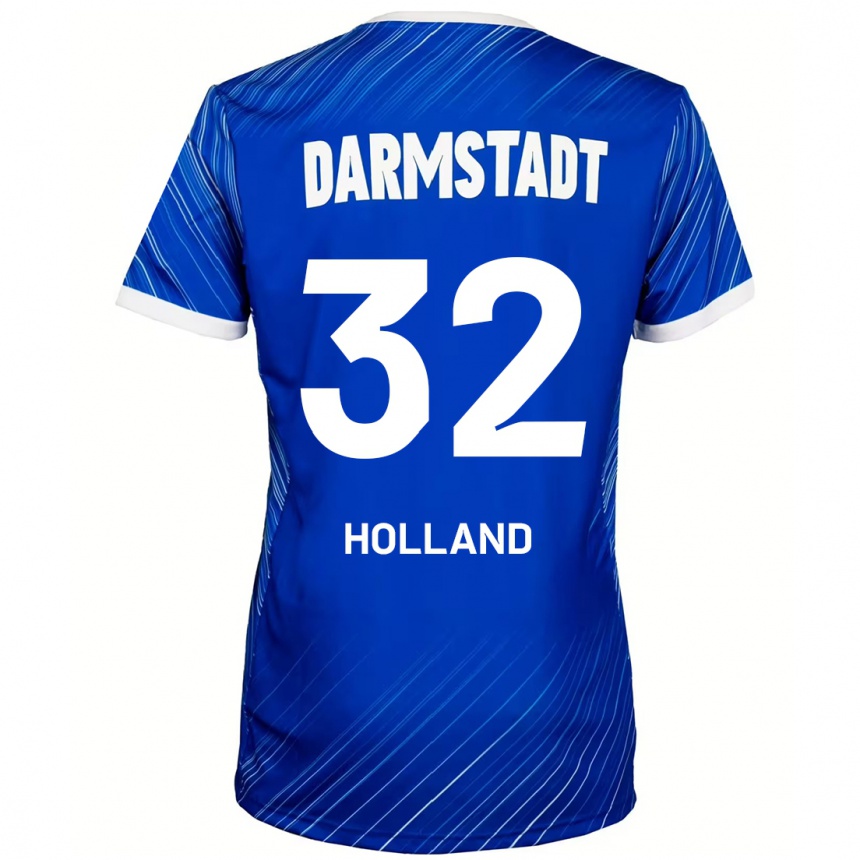 Kids Football Fabian Holland #32 Blue White Home Jersey 2024/25 T-Shirt