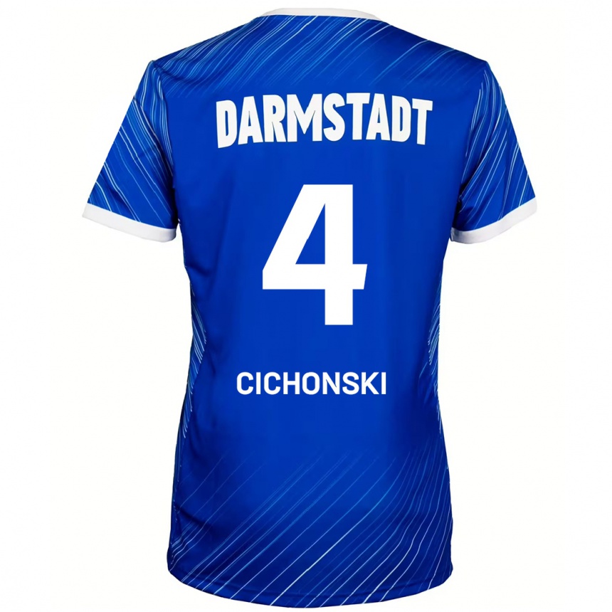 Kids Football Florian Cichonski #4 Blue White Home Jersey 2024/25 T-Shirt