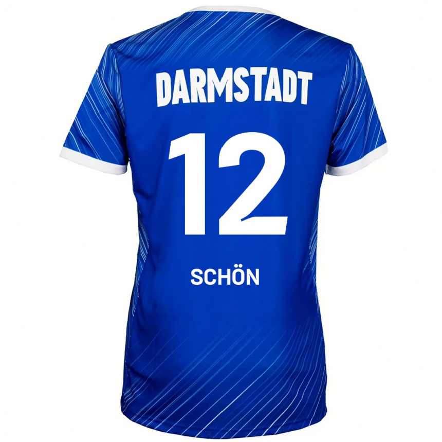 Kids Football Lars Schön #12 Blue White Home Jersey 2024/25 T-Shirt