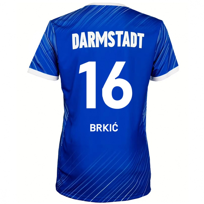 Kids Football Amar Brkić #16 Blue White Home Jersey 2024/25 T-Shirt