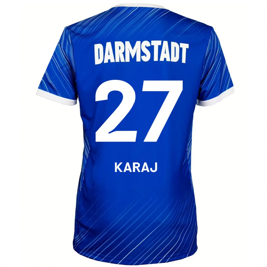 Kids Football Eraldo Karaj #27 Blue White Home Jersey 2024/25 T-Shirt