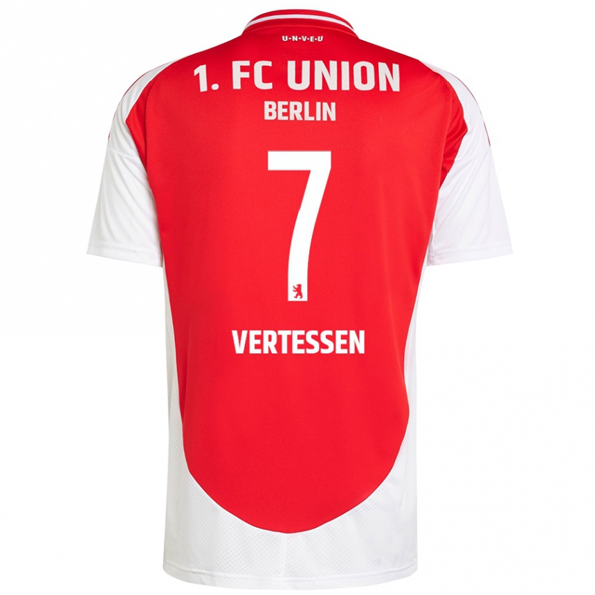 Kids Football Yorbe Vertessen #7 Red White Home Jersey 2024/25 T-Shirt