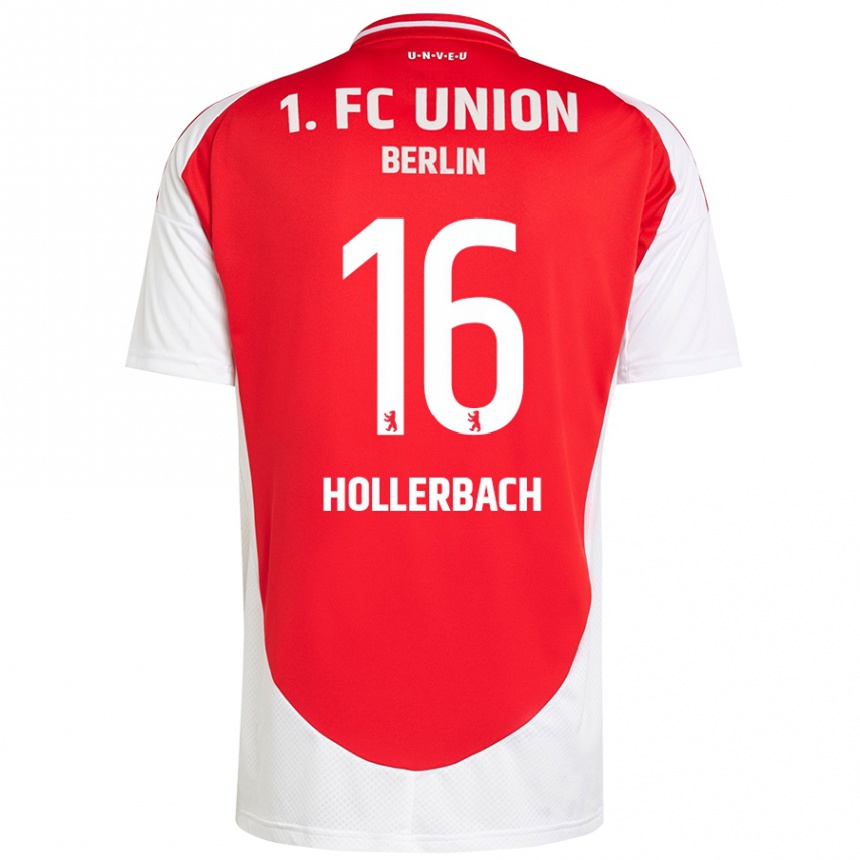 Kids Football Benedict Hollerbach #16 Red White Home Jersey 2024/25 T-Shirt