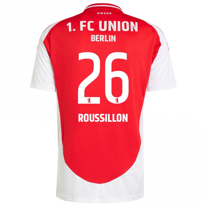 Kids Football Jérôme Roussillon #26 Red White Home Jersey 2024/25 T-Shirt