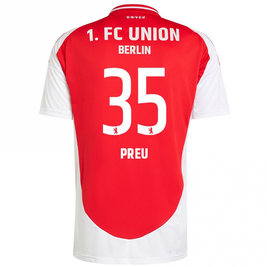 Kids Football David Preu #35 Red White Home Jersey 2024/25 T-Shirt