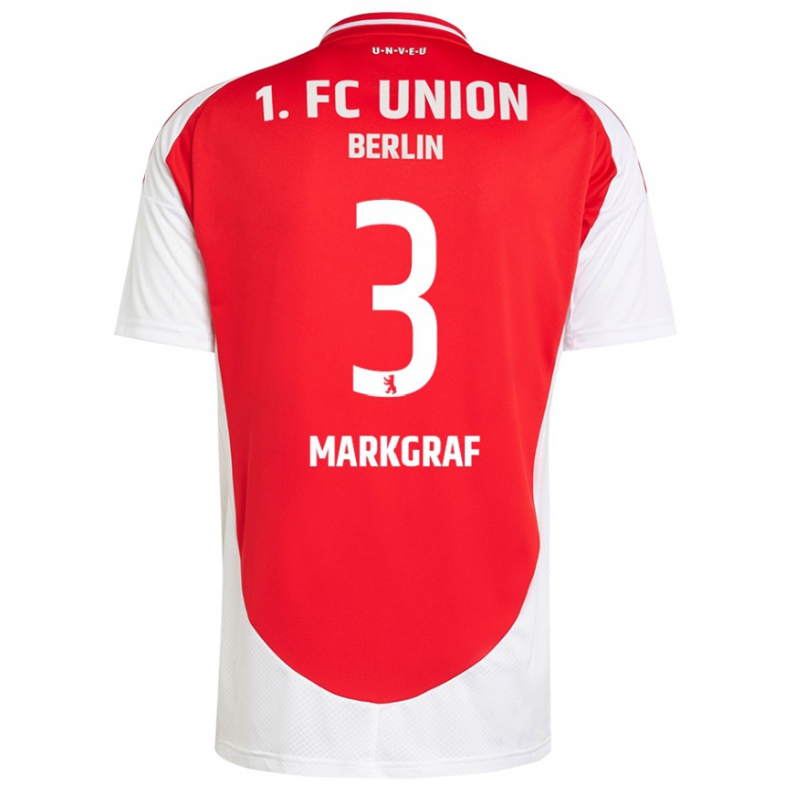 Kids Football Andrik Markgraf #3 Red White Home Jersey 2024/25 T-Shirt