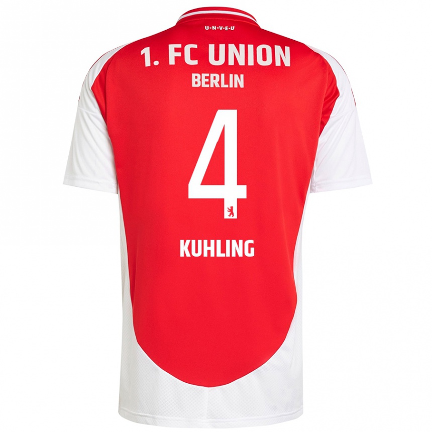 Kids Football Ole Kühling #4 Red White Home Jersey 2024/25 T-Shirt