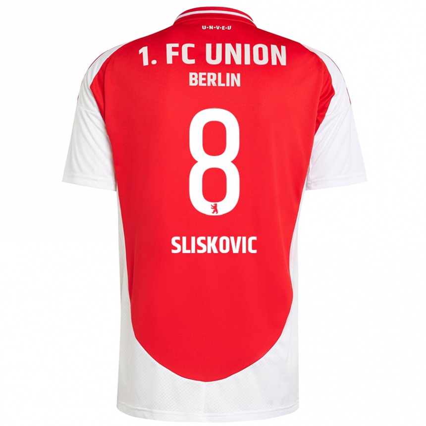 Kids Football Duje Sliskovic #8 Red White Home Jersey 2024/25 T-Shirt