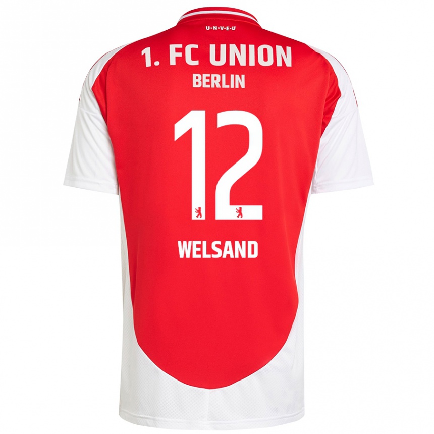 Kids Football Oskar Welsand #12 Red White Home Jersey 2024/25 T-Shirt