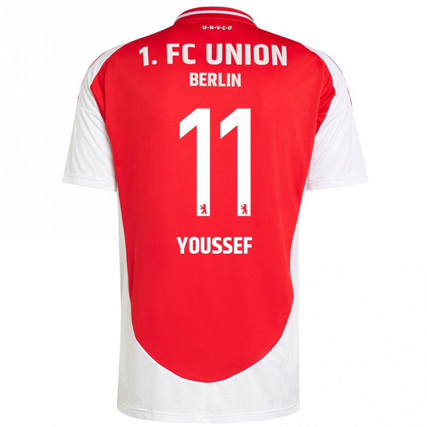 Kids Football Nour Youssef #11 Red White Home Jersey 2024/25 T-Shirt