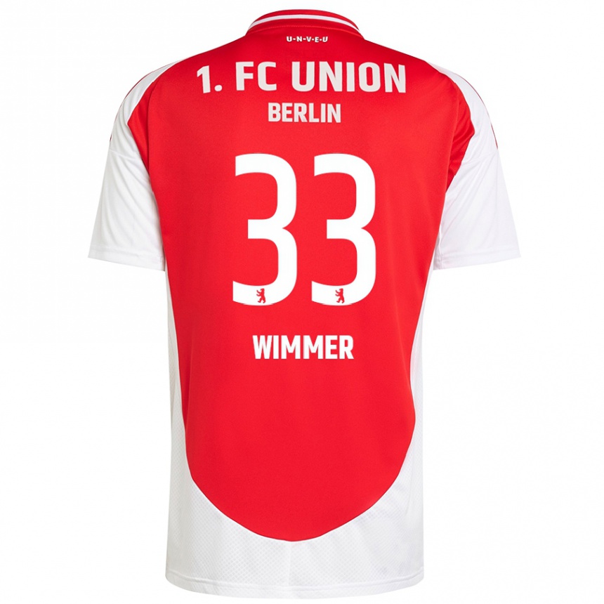 Kids Football Pauline Wimmer #33 Red White Home Jersey 2024/25 T-Shirt