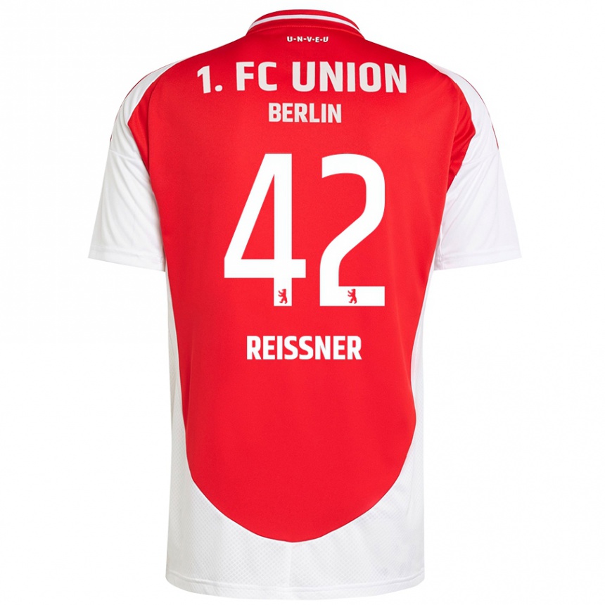 Kids Football Naika Reissner #42 Red White Home Jersey 2024/25 T-Shirt