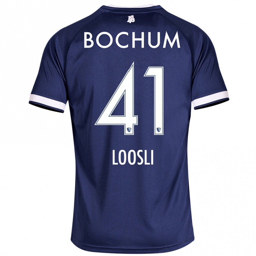 Kids Football Noah Loosli #41 Dark Blue Home Jersey 2024/25 T-Shirt