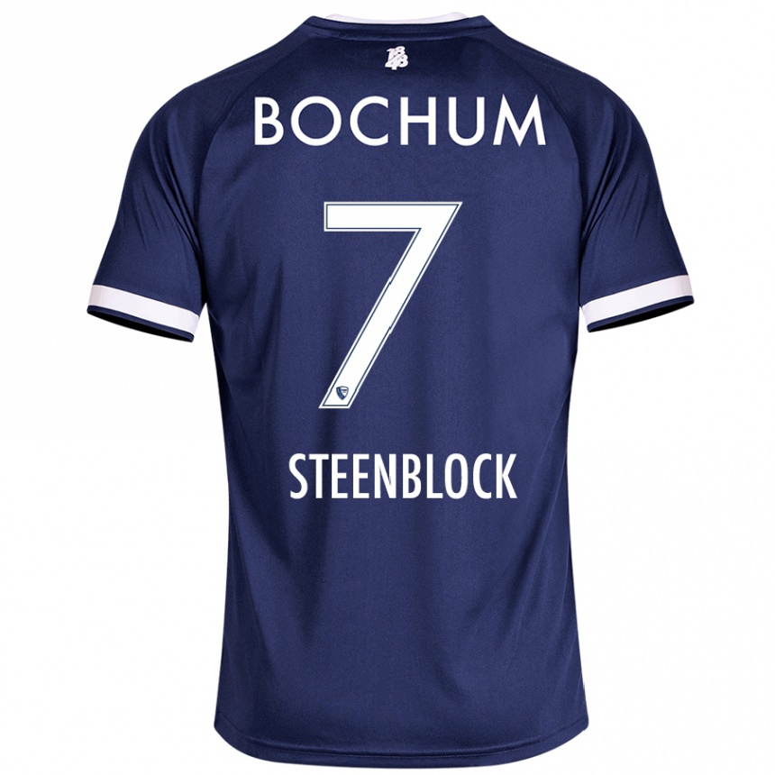 Kids Football Jannis Steenblock #7 Dark Blue Home Jersey 2024/25 T-Shirt