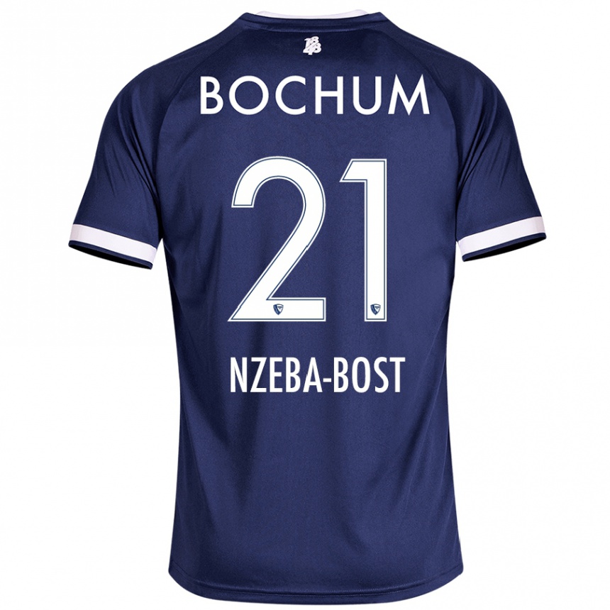 Kids Football Jan Nzeba-Bost #21 Dark Blue Home Jersey 2024/25 T-Shirt