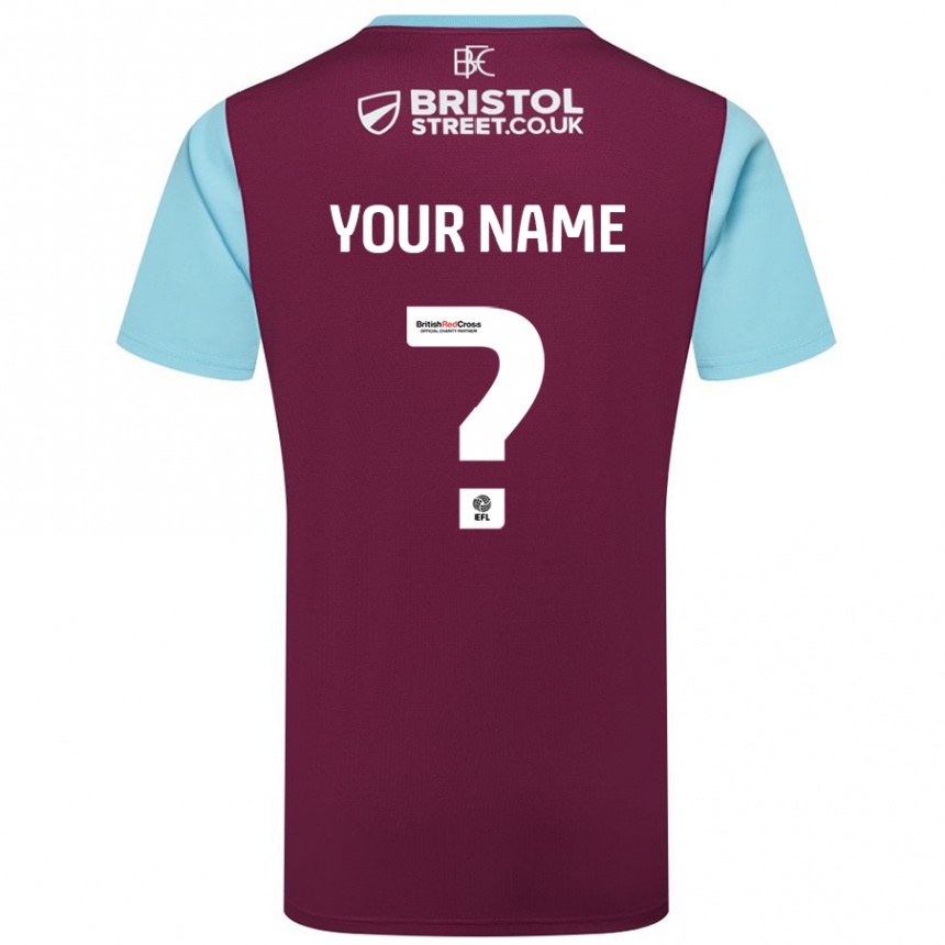 Kids Football Your Name #0 Burgundy Sky Blue Home Jersey 2024/25 T-Shirt