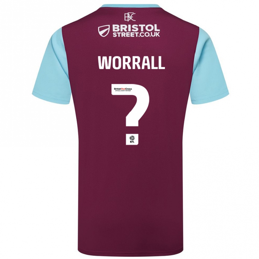 Kids Football Joe Worrall #0 Burgundy Sky Blue Home Jersey 2024/25 T-Shirt