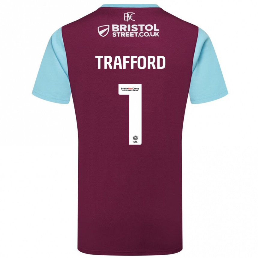 Kids Football James Trafford #1 Burgundy Sky Blue Home Jersey 2024/25 T-Shirt