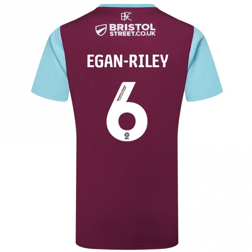 Kids Football Cj Egan-Riley #6 Burgundy Sky Blue Home Jersey 2024/25 T-Shirt