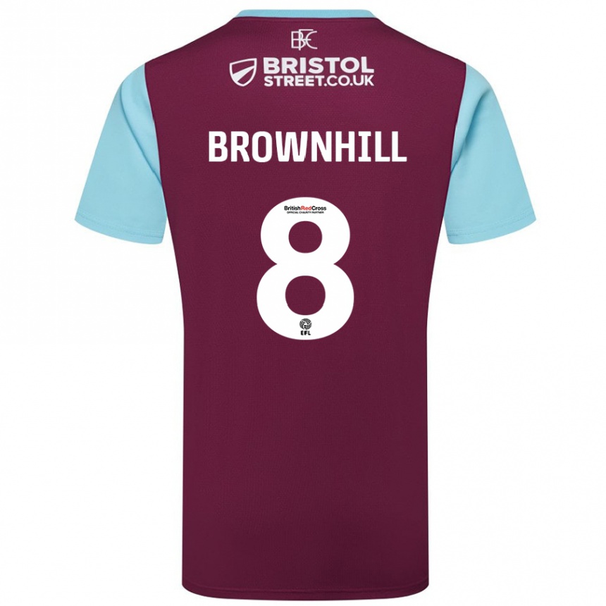 Kids Football Josh Brownhill #8 Burgundy Sky Blue Home Jersey 2024/25 T-Shirt