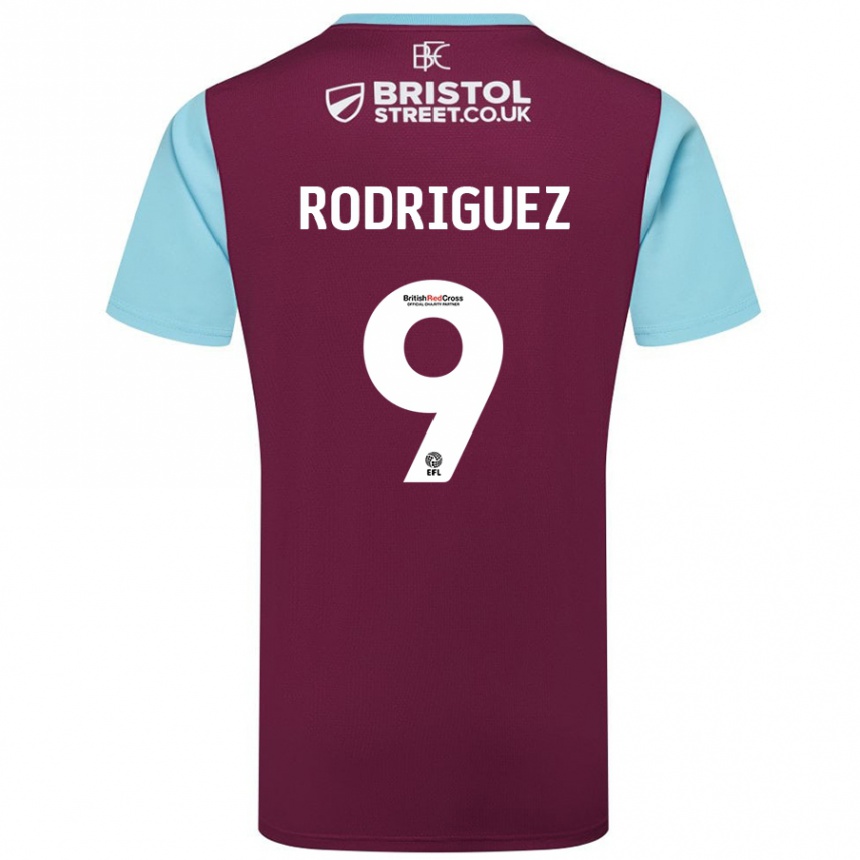 Kids Football Jay Rodríguez #9 Burgundy Sky Blue Home Jersey 2024/25 T-Shirt