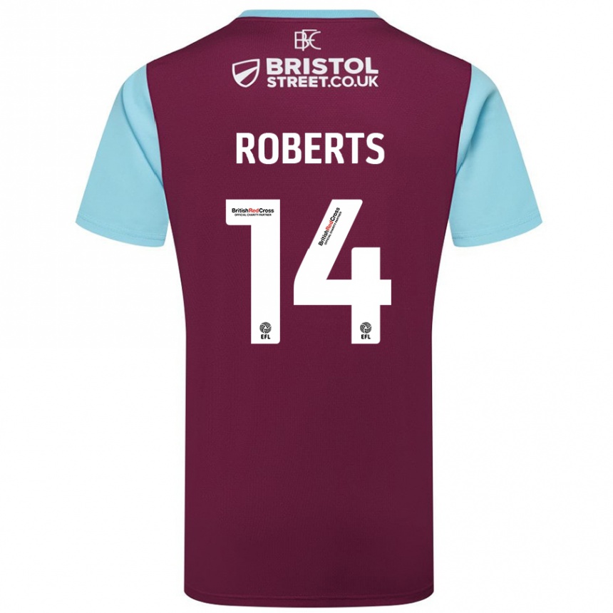 Kids Football Connor Roberts #14 Burgundy Sky Blue Home Jersey 2024/25 T-Shirt