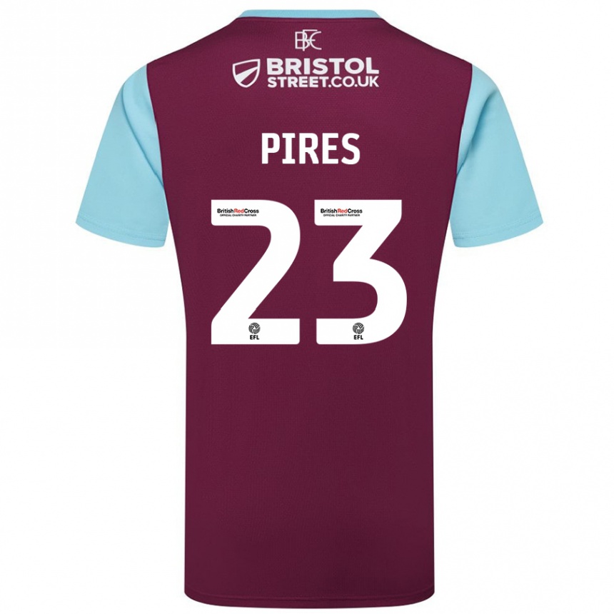 Kids Football Lucas Pires #23 Burgundy Sky Blue Home Jersey 2024/25 T-Shirt