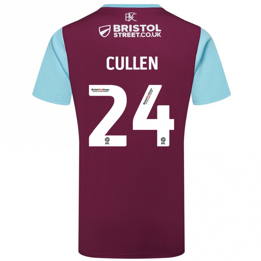 Kids Football Josh Cullen #24 Burgundy Sky Blue Home Jersey 2024/25 T-Shirt