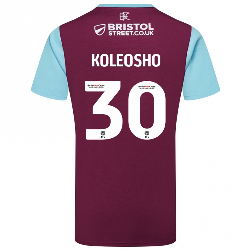 Kids Football Luca Koleosho #30 Burgundy Sky Blue Home Jersey 2024/25 T-Shirt