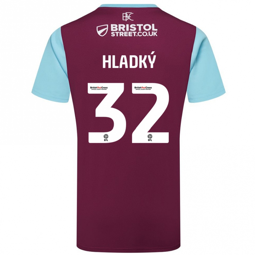 Kids Football Vaclav Hladky #32 Burgundy Sky Blue Home Jersey 2024/25 T-Shirt