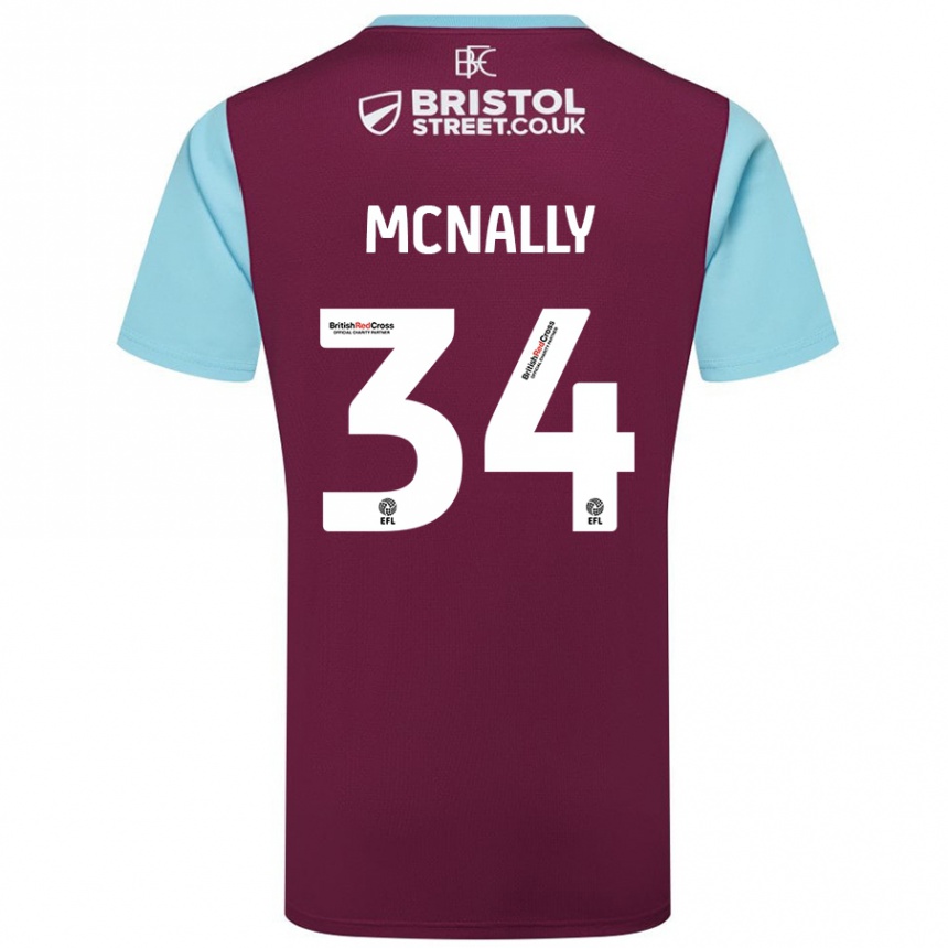 Kids Football Luke Mcnally #34 Burgundy Sky Blue Home Jersey 2024/25 T-Shirt