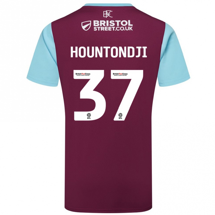 Kids Football Andreas Hountondji #37 Burgundy Sky Blue Home Jersey 2024/25 T-Shirt