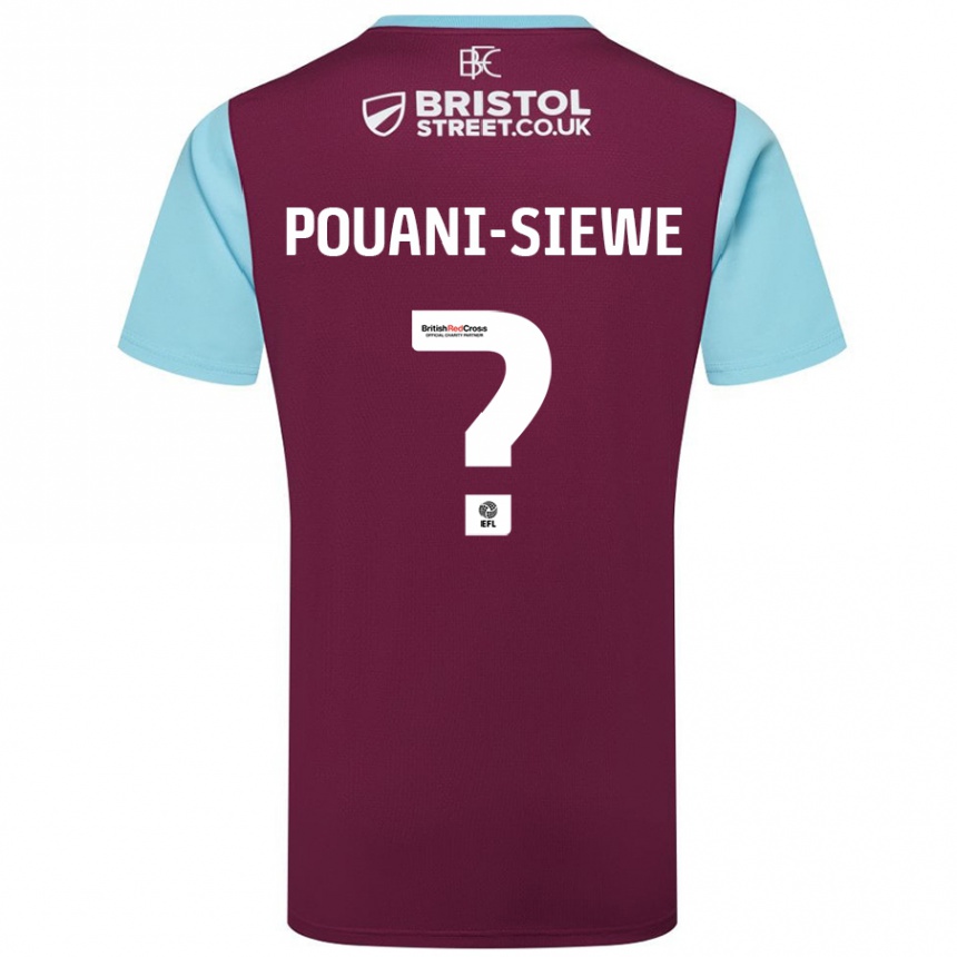 Kids Football Brandon Pouani-Siewe #0 Burgundy Sky Blue Home Jersey 2024/25 T-Shirt