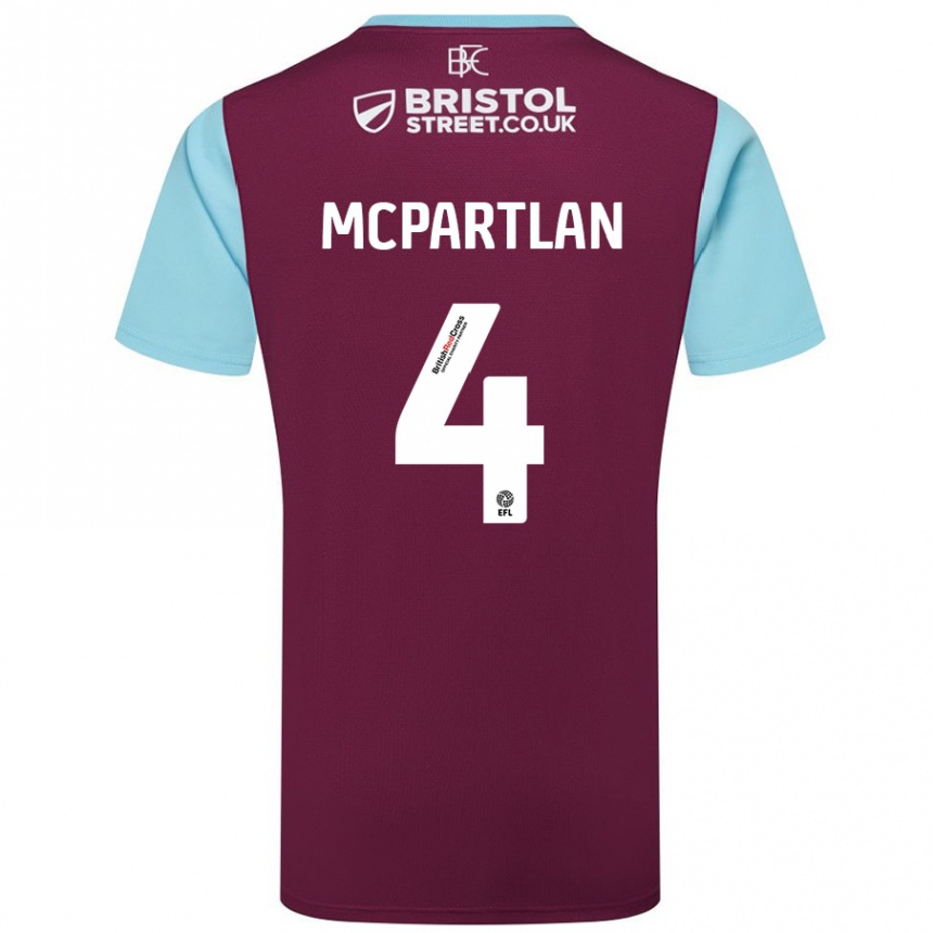 Kids Football Brenna Mcpartlan #4 Burgundy Sky Blue Home Jersey 2024/25 T-Shirt