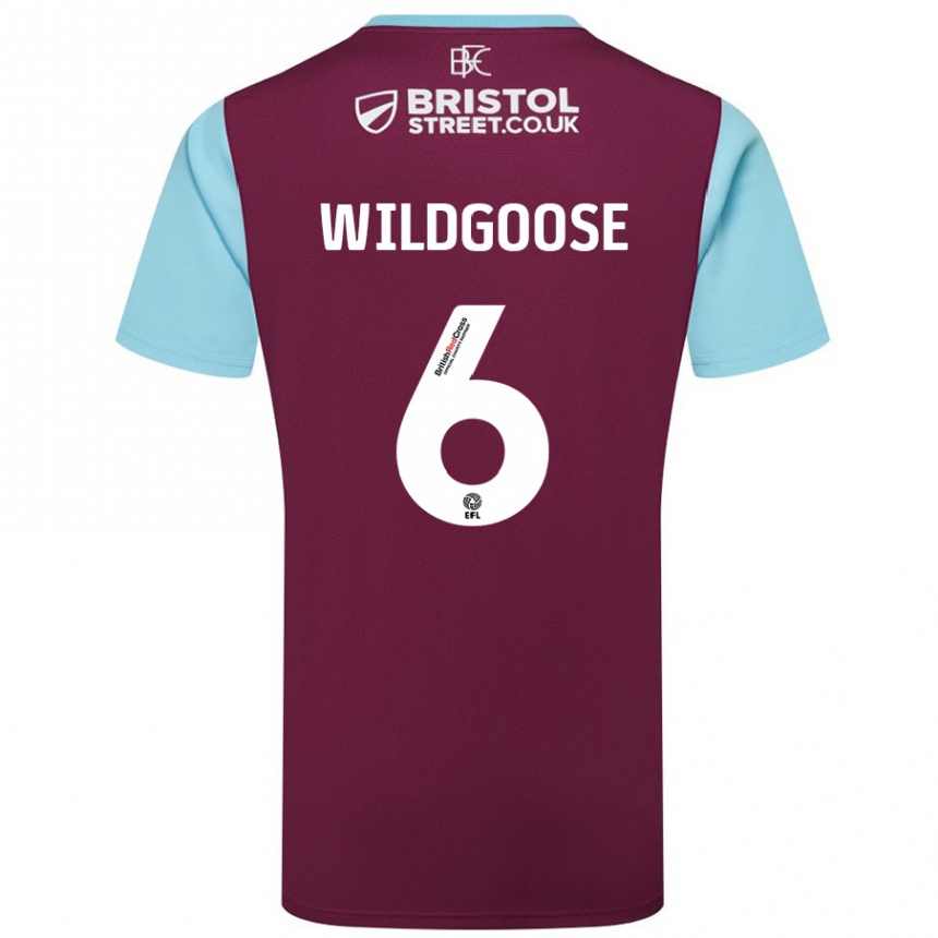 Kids Football Mikayla Wildgoose #6 Burgundy Sky Blue Home Jersey 2024/25 T-Shirt