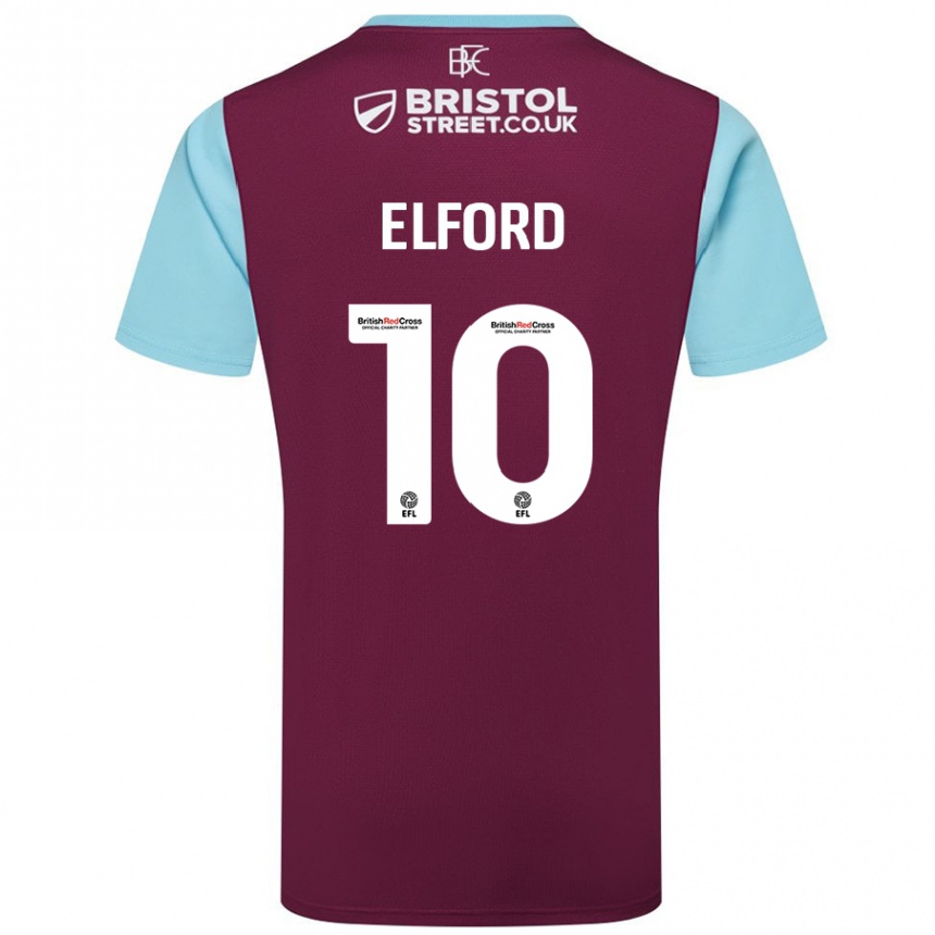 Kids Football Laura Elford #10 Burgundy Sky Blue Home Jersey 2024/25 T-Shirt