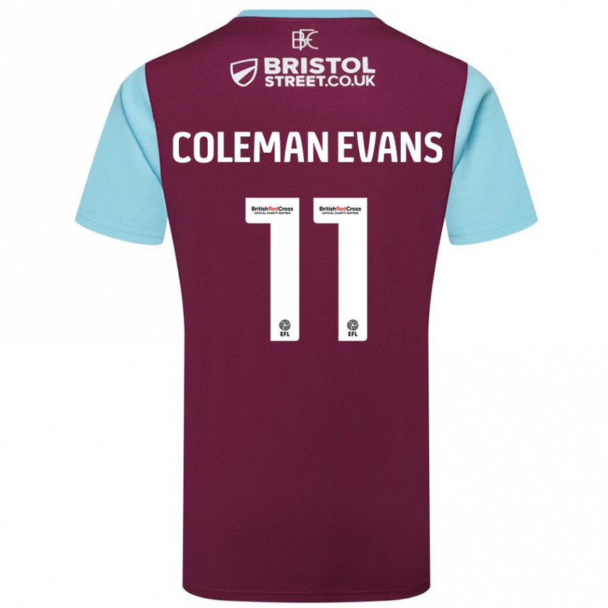 Kids Football Amaya Coleman-Evans #11 Burgundy Sky Blue Home Jersey 2024/25 T-Shirt