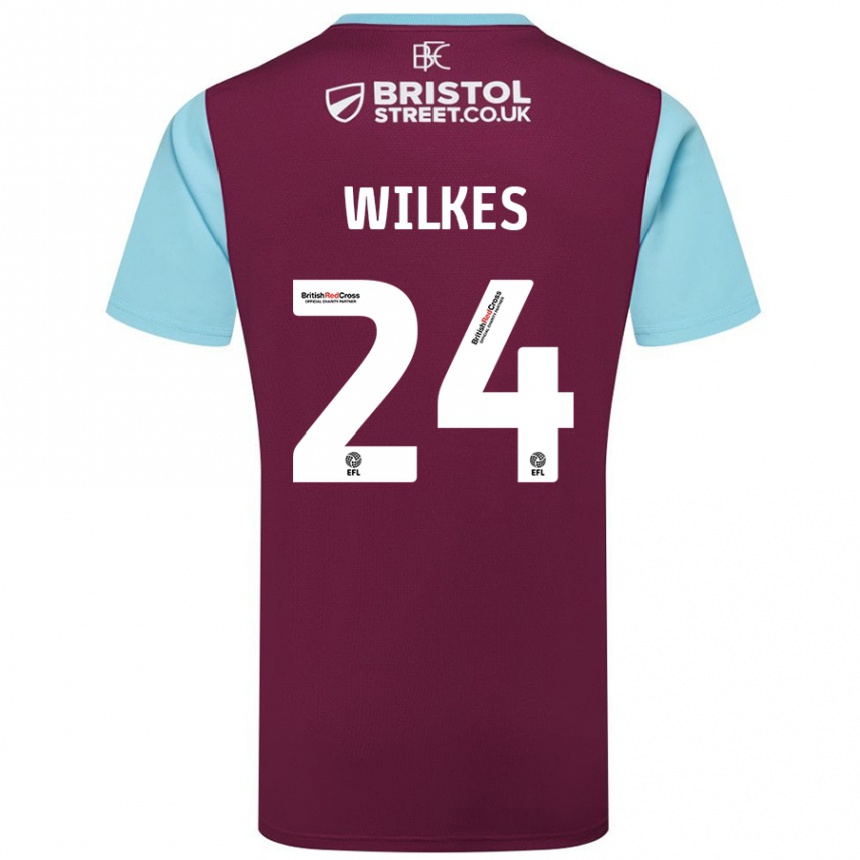 Kids Football Tilly Wilkes #24 Burgundy Sky Blue Home Jersey 2024/25 T-Shirt