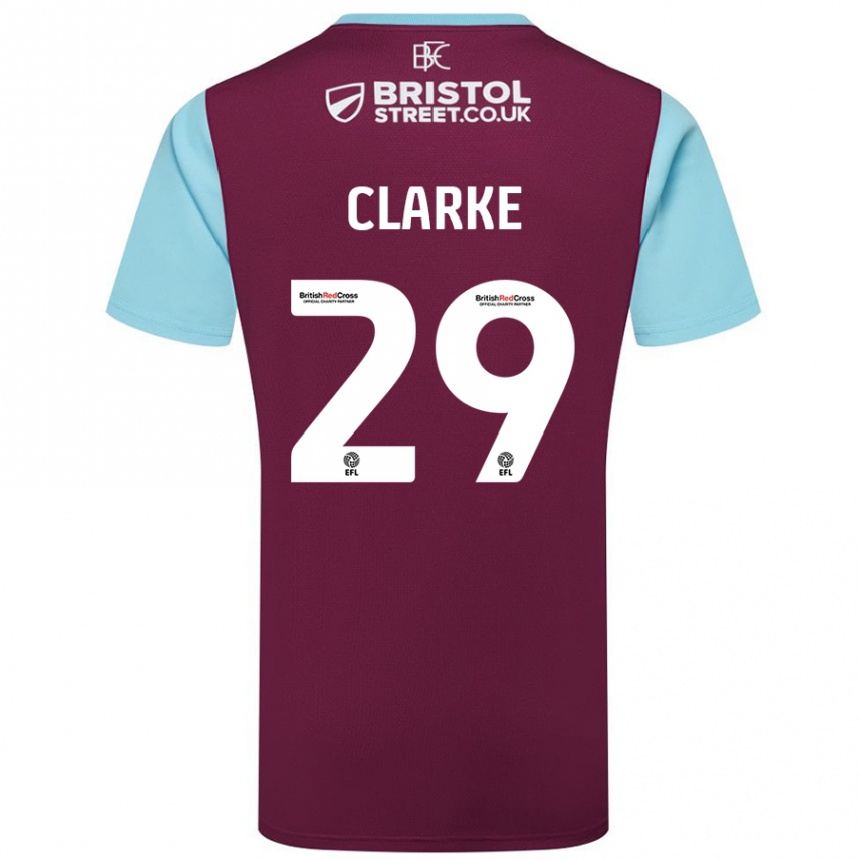 Kids Football Abby Clarke #29 Burgundy Sky Blue Home Jersey 2024/25 T-Shirt