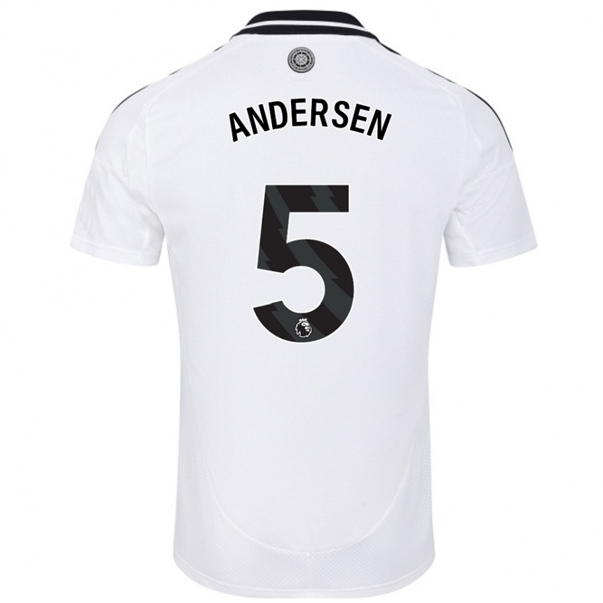 Kids Football Joachim Andersen #5 White Home Jersey 2024/25 T-Shirt