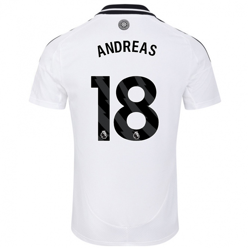 Kids Football Andreas Pereira #18 White Home Jersey 2024/25 T-Shirt